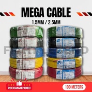 MEGA KABEL 1.5mm , 2.5mm , 4mm Mega Cable PVC Insulated Cable (100m) Yellow, Blue, Red, Black, Green