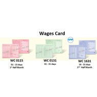 Worker Card Wages Card Time Card Worker Record | Kad Pekerja | Kad Kerja | 工友记工簿 100 sheet | Punch C