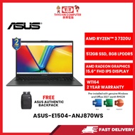 ASUS-E1504-ANJ870WS-BLK-AMDRYZEN3-7320,8GBR4,512GBSSD,15.6"HD,AMDRADEON,W1164,2YRS,H&S
