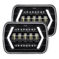 7x6 "5X7 ไฟหน้ารถมอเตอร์ไซค์แบบ LED Hi-Lo Beam Halo หลอดไฟ DRL สำหรับ JEEP XJ H6014 /H6054