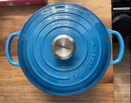 Le Creuset 24cm round cast iron casserole dish blue 藍色 LC 鑄鐵鍋