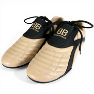 全新未使用 ▲ BALENCIAGA 617540 ZEN 運動鞋 皮革低筒運動鞋 米色 黑色 26公分 男款