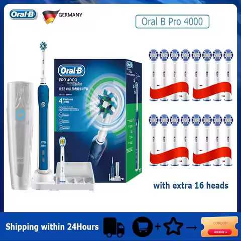 Oral B Pro 4000 Electric Toothbrush Rechargeable 3D Visible Pressure Sensor 4 Modes Sonic Tooth Brus