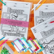 A to Z Dinosaur Coloring Sheet A4 / A5 size 26 Page | Time table sticker