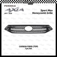 Perodua Axia G Spec 2017 - 2019 Sport Honeycomb Grille Front Bumper Grille Carbon Black Garnish Acce