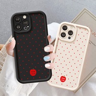 White Wallpaper with Red and Apple Dots for iPhone 17 16 15 14 13 12 11 Pro Max XS Max High Edge Sil