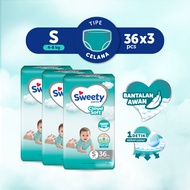 [Paket isi 3] Sweety Silver Pants Cloud Soft S 36 Popok Celana Baby Diapers