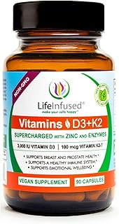 Life Infused Vitamin D3 + K2 Supercharged with Zinc and Enzymes, Help Maintain Healthy Immune System
