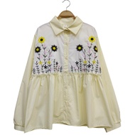 Blouse Suria Blossom / Koleksi Baju Butik Aesthetic / Blouse Kemeja Cotton Sulam