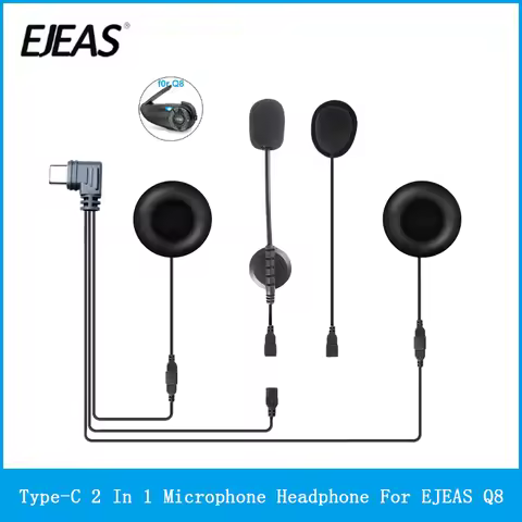 Motorcycle Helmet Intercom Clip Type-C Microphone Speaker Headset For EJEAS Q8 interphone