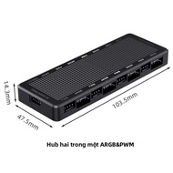 COOLCIRC Bộ Chia Hút Từ Tính 2 Trong 1 ARGB & PWM 1-to-8 Với Nguồn SATA 3Pin/4Pin Cho Quạt PC - Bộ Đ