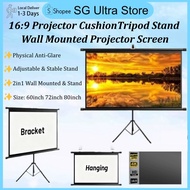 16:9 Projector Screen Projector Tripod Screen 60/72/82Inches Entertainment Projector Curtain Project