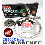 RK Sprocket Set Honda CB500X New 520 X-Ring Black Gold Chain Rantai Hitam Emas CB500 X 2019 Accessor