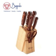BUFFALO - 牛頭牌7件套裝電木柄中式廚師刀連橡木陳列架 (598048N)