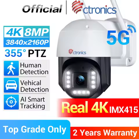 Ctronics Real 4K Outdoor Surveillance Camera 5G Wifi 8MP 3840x2160P Full Color Night Vision Security