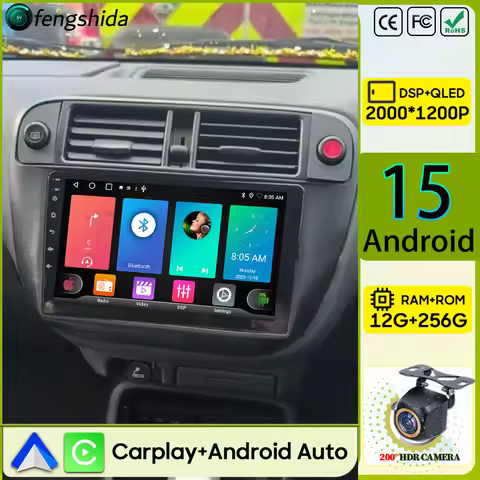 Car Radio Carplay For Honda Civic EJ EK EM 1995-2001 Navigation GPS Android 15 Android Auto Stereo V