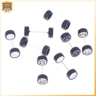[8C15] 1Set DIY Racing 1:64 Car Wheels For Rubber Tire With Wheel Axle Model Modified Part [8C]