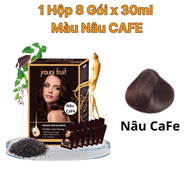 Dầu gội phủ bạc đen nâu thuốc nhuộm tóc đen thảo dược Jrouoi Fruit - 8 gói x 30ml