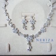 Neriza Jewelry/เครื่องประดับเจ้าสาวเพชรสังเคราะห์สร้อยคอ ต่างหูจัดส่งพร้อมกล่อง NSW015
