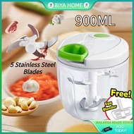 |BIYA| 1000ML Garlic Chopper Blender Stainless Steel Blade Speedy Chopper Manual Mini Blender Choppe