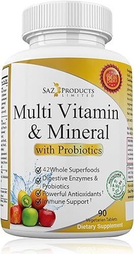 ▶$1 Shop Coupon◀  Saz Products Limited Whole Foods Multivitamin for Women &amp; Men with Probiotics - Pr