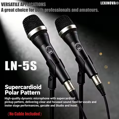 2 pcs LN-5S Professional Dynamic Handheld Microphone With Switch Vocal Recording Mic Kit For Karaoke