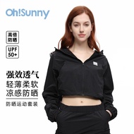 OhSunny防晒衣女户外徒步连帽防水宽松凉感外套 SLC5M116T 星夜黑 M