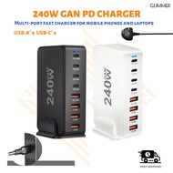SG [In Stock] 240W GaN PD charger Super Fast Charger 8 Port Type-C+USB-A PD Socket Charger For Noteb
