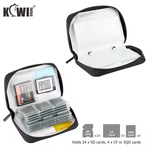28 Slots Memory Card Case Holder Storage Pouch Bag for 24 SD SDHC SDXC 4 CF XQD Cards for Sony Canon