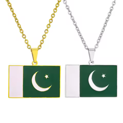 Pakistan National Flag Pendant Necklace For Women Men Stainless Steel Ethnic Choker Necklaces Jewelr