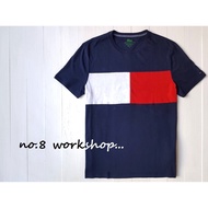 ((XS-M) [Boys Shop] TOMMY HILFIGER Stitching Short Sleeve T-Shirt [TOM001E1] Original Price 1399