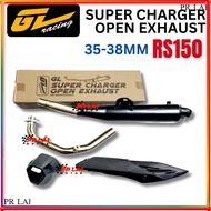 GL RACING RS150 35MM - 38MM SUPER CHARGER OPEN EXHAUST PIPE EKZOS PAIP 35-38 RS