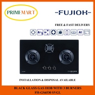 FUJIOH FH-GS6530 SVGL BLACK GLASS GAS HOB WITH 3 DIFFERENT BURNER SIZE - 1 YEAR FUJIOH WARRANTY + FREE DELIVERY