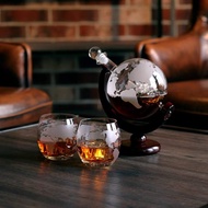 Whiskey Decanter Globe Set Elegant Wine Glass Sailboat Inner World Map Surface Whisky Decanter for V