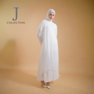 Wolfis Eid Abaya Dress with Off-White Brocade Combination PremiumBroken White Jubah Muslimah