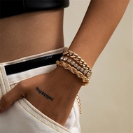 GOROS ⊙European And American Style Women's Bracelet Multi-Layer Fashion rhinestone Cross Chain Thick