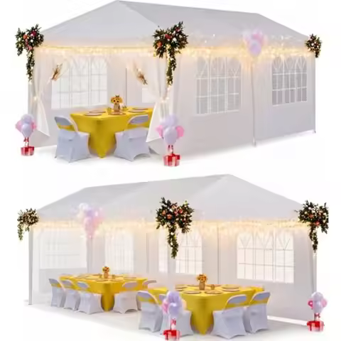 10x20FT Party Tent Outdoor Large Canopy for 20-30 People, White