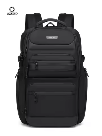 OZUKO Black Grey Men's Backpack Large Capacity 15.6 Inch Laptop Backpacks Male Handbag Rucksack Outd