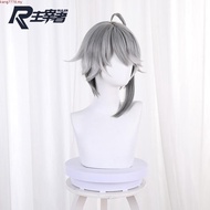 Genshin Impact Alhaitham Cosplay Wig 30cm Short Gray Hair Anime Heat Resistant Synthetic Wigs
