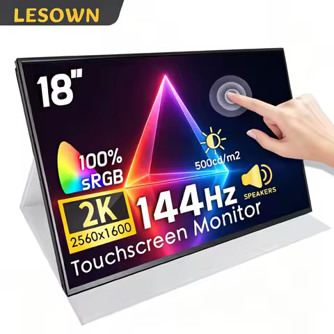 LESOWN 18 Inch 2.5K 144Hz Touchscreen Portable Monitor Driverless External Display with Speakers for