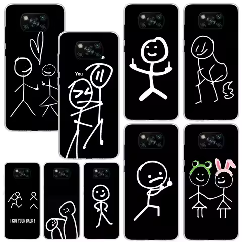 Cartoon Stickman Matchman Phone Case For Xiaomi Poco X7 X6 X5 M7 M8 Pro F7 Ultra Redmi 15C 15 13C 13