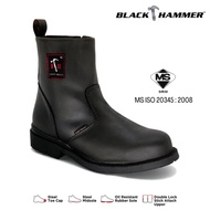 Black Hammer Men Safety Boots Safety Shoes Genuine Leather Zipper Brown BH4664