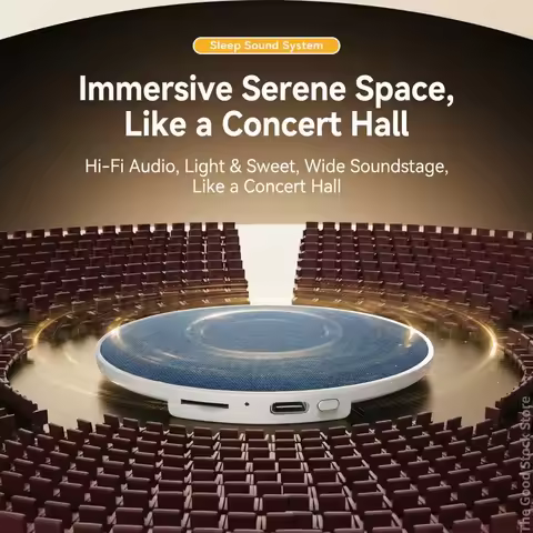 Ultra Slim Pillow Speaker, Wireless Bluetooth 5.4, Portable Mini Sound Bar, White Noise & Timer, Dee