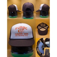 Vintage Farmer FUMMC FARMERS UNION Sponge Cap Two-Tone Brown-White Old-Fashioned Snapback Clean Stra