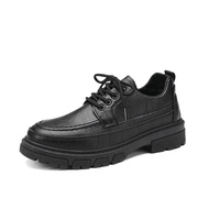 Men Casual Black Leather Shoes Big Toe Shoes British Overalls JK916
