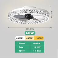 ไฟพัดลมเพดาน Diamond โคมไฟระย้าใบพัดเนื้อไม้ เปลี่ยนสีไฟได้ 3 สี มีรีโมทควบคุม Ceiling Fans with Lig
