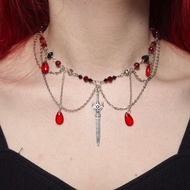 BIG sword with red blood bead necklace