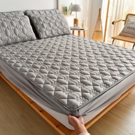 Bedding Solid Color Quilted Mattress Cover Thicken Warm Single Queen King Soft Plush Sheet Mattress Topper Washable Bed Sheet