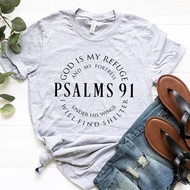 God Is My Refuge Psalms 91 T Shirts Women Bible Saying Religious Tshirt Shirt Inspirational