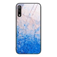全城熱賣 - 適用於Honor 9X 大理石圖案玻璃手機保護殼（DL07浪花）